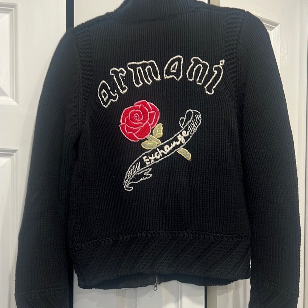 Armani Exchange Black Cardigan Sweater
